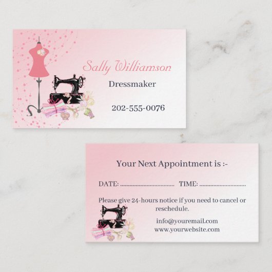 Carte De Rendez-vous Robe nuptiale Altérations rose (Devant / Derrière)