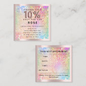 Carte De Rendez-vous Rose 10% de réduction Logo Holographe Parties scin (Devant / Derrière)