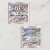 Carte De Rendez-vous Rose 20% de réduction Logo Cheveux Marbre bleu ros (Devant / Derrière)