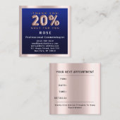 Carte De Rendez-vous Rose 20% de réduction Logo Cheveux Marine Bleu Bal (Devant / Derrière)