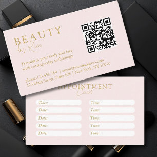 Carte De Rendez-vous Rose & Beige-Or, Minimal, Élégant, Salon
