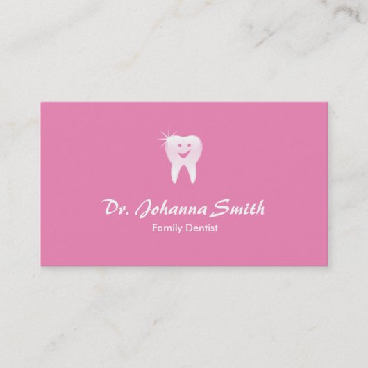 Carte De Rendez-vous Rose brillant Sourire Dentaire Dentaire Dentil Nom (Devant)