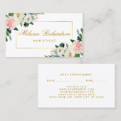 Carte de rendez-vous Rose Floral Gold (Devant / Derrière)