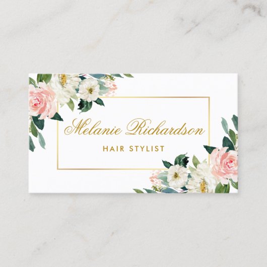 Carte de rendez-vous Rose Floral Gold (Devant)
