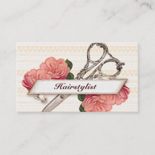 Carte De Rendez-vous rose floral vintage de coiffeur de styliste en