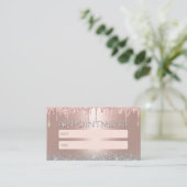 Carte De Rendez-vous Rose Gold Drips Parties scintillant Argent Salon R (Debout devant)