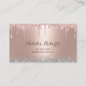 Carte De Rendez-vous Rose Gold Drips Parties scintillant Argent Salon R (Dos)
