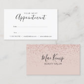 Carte de rendez-vous rose Gold Parties scintillant (Devant / Derrière)