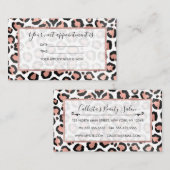 Carte De Rendez-vous Rose noir moderne or Empreinte de léopard à huile (Devant / Derrière)