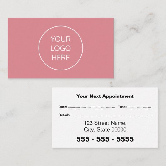 Carte de rendez-vous rose pâle du logo de l'entrep (Devant / Derrière)
