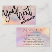 Carte De Rendez-vous Rose Parties scintillant or Iridescente Holographi (Devant / Derrière)