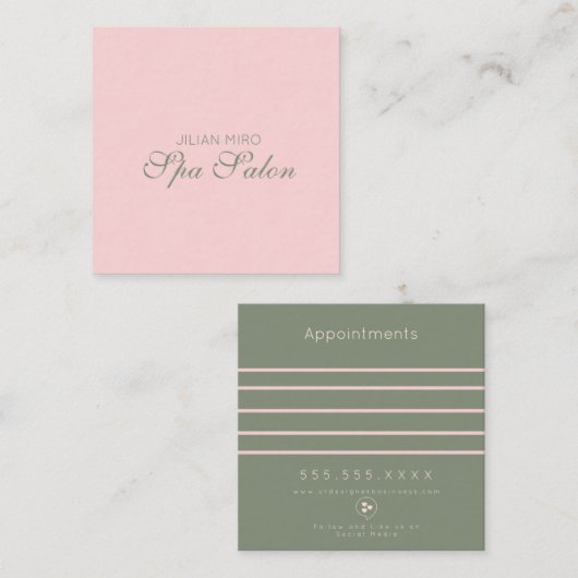 Carte de rendez-vous rose pour studio de beauté Sa (Devant / Derrière)