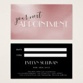 Carte de rendez-vous rose rose (Devant & derrière)