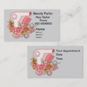 Carte De Rendez-vous Rose Roses Beauticier nom personnalisé (Devant / Derrière)