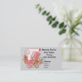 Carte De Rendez-vous Rose Roses Beauticier nom personnalisé (Debout devant)