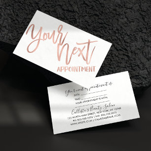 Carte De Rendez-vous Rose simple Or Typographie moderne Blanc Noir