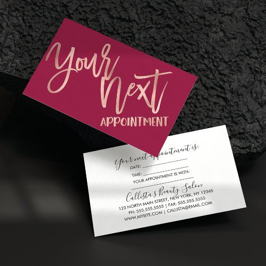 Carte De Rendez-vous Rose simple Or Typographie moderne rose foncé