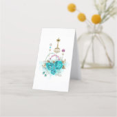 Carte De Rendez-vous Roses turquoise avec touches (Devant)