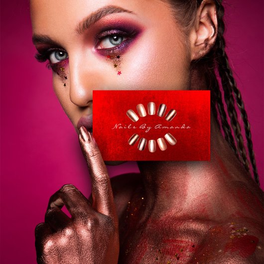 Carte de rendez-vous rouge Rose maquillage Artiste