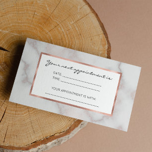 Carte De Rendez-vous Rougissent le motif de marbre blanc d'or de rose