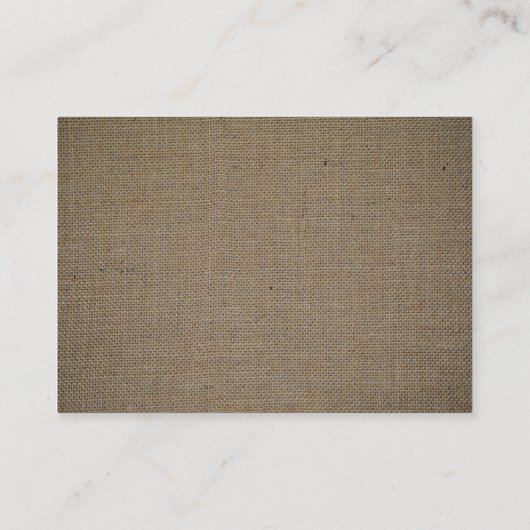 Carte de rendez-vous Rustic Country Burlap (Dos)