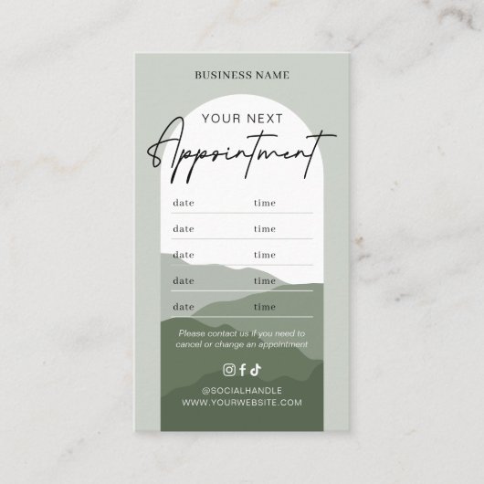 Carte De Rendez-vous Sage Green Boho Arch Logo Makeup Hair Salon (Devant)