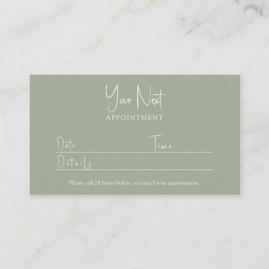 Carte De Rendez-vous Sage vert moderne avec code QR (Devant)