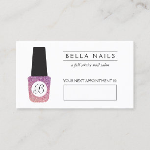 Carte De Rendez-vous Salon à ongles Monogramme Parties scintillant viol