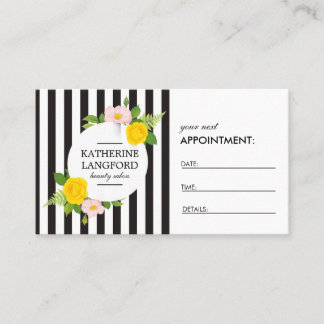 Carte De Rendez-vous Salon à rayures noires à couronne florale minimale