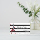 Carte De Rendez-vous Salon B&W Stripes, Points rouges (Debout devant)
