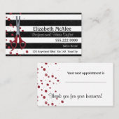 Carte De Rendez-vous Salon B&W Stripes, Points rouges (Devant / Derrière)