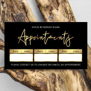 Carte De Rendez-vous Salon Black & Gold Logo Moderne Beauté ou Tampon d