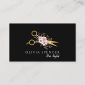 Carte De Rendez-vous Salon Chic de ciseaux d'or (Devant)