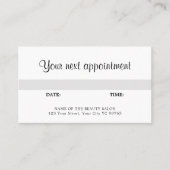 Carte De Rendez-vous Salon de beauté blanc gris simple et élégant (Devant)