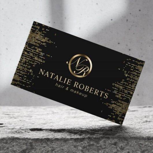 Carte De Rendez-vous Salon de beauté Script Monogramme Logo Gold Confet