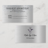 Carte De Rendez-vous Salon de beauté Silver Glitter (Devant / Derrière)