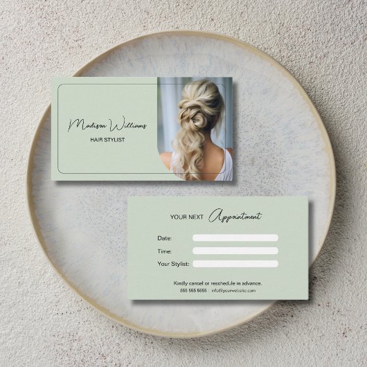 Carte De Rendez-vous Salon de coiffure moderne vert sauge