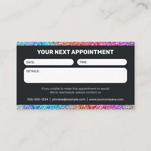 Carte De Rendez-vous Salon de coiffure pour Parties scintillant noir et (Devant)