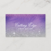 Carte De Rendez-vous Salon de coiffure Purple Silver Parties scintillan (Devant)
