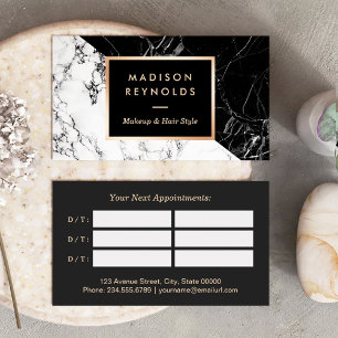 Carte De Rendez-vous Salon de maquillage et de coiffure Marbre blanc no