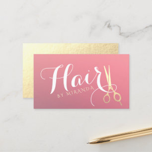 Carte De Rendez-vous Salon de maquillage moderne ciseaux d'or rose