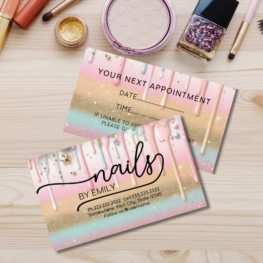 Carte De Rendez-vous Salon de ongles Pastel Paint Manicurist