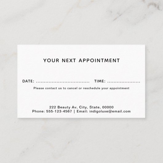 Carte De Rendez-vous Salon des cheveux Ajouter votre logo (Dos)