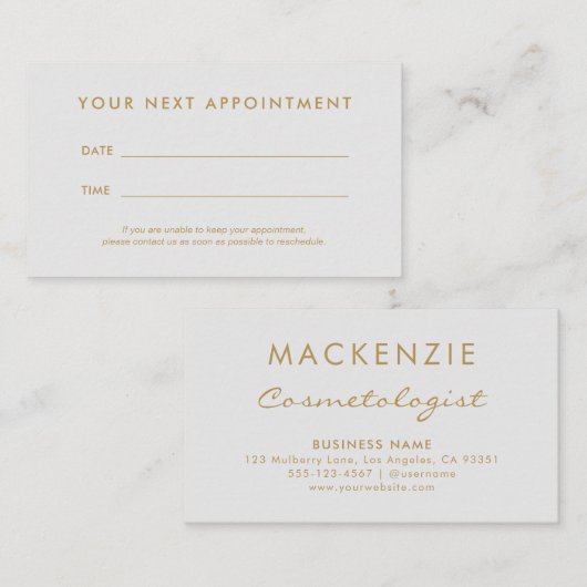 Carte De Rendez-vous Salon moderne simple gris clair (Devant / Derrière)