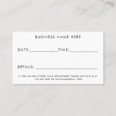Carte De Rendez-vous Script de rappel élégant de nomination moderne (Dos)