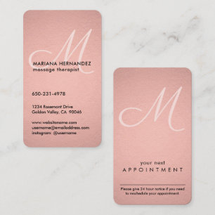 Carte De Rendez-vous Script Monogramme Faux Rose Gold Foil Rose Vertica
