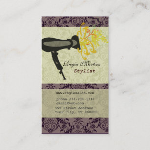 Carte De Rendez-vous Sèche-cheveux Styliste Salon Spa Blossom Damask S