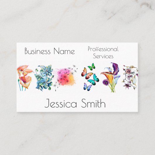 Carte De Rendez-vous Services de consultation florale à l'aquarelle élé (Devant)