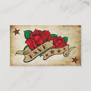 Carte De Rendez-vous S'est levée la coutume RSVP de tatouage