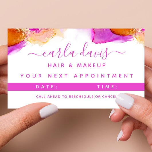 Carte De Rendez-vous Signature Script Rose Orange Encre d'alcool